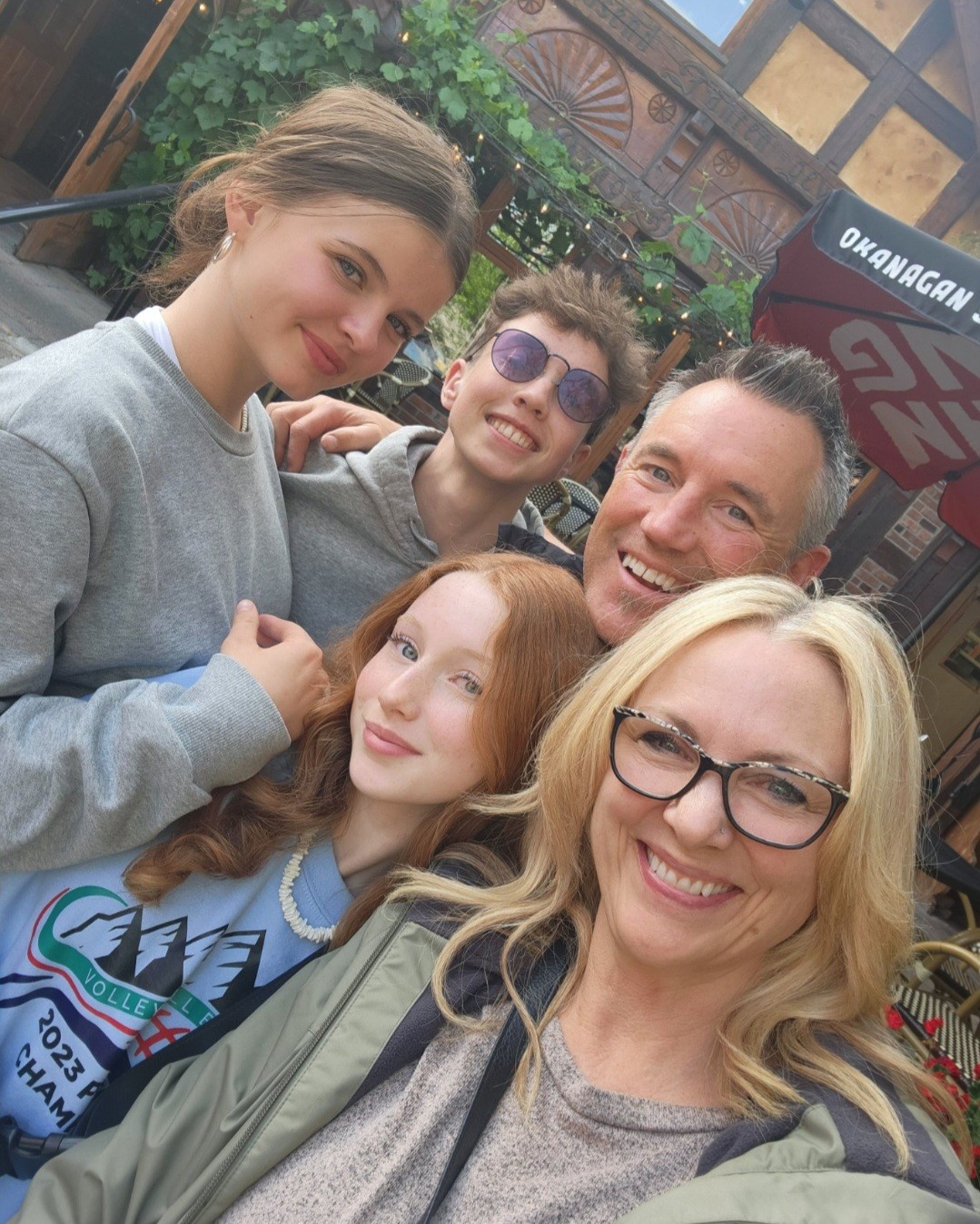 Close up of family smiling with their international student